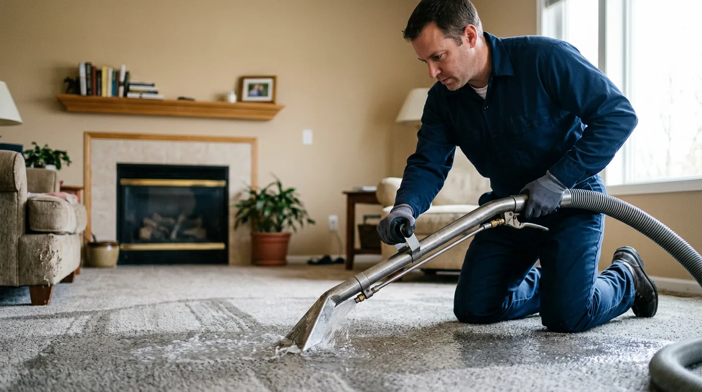 Water damage restoration technician working near Dimock, PA